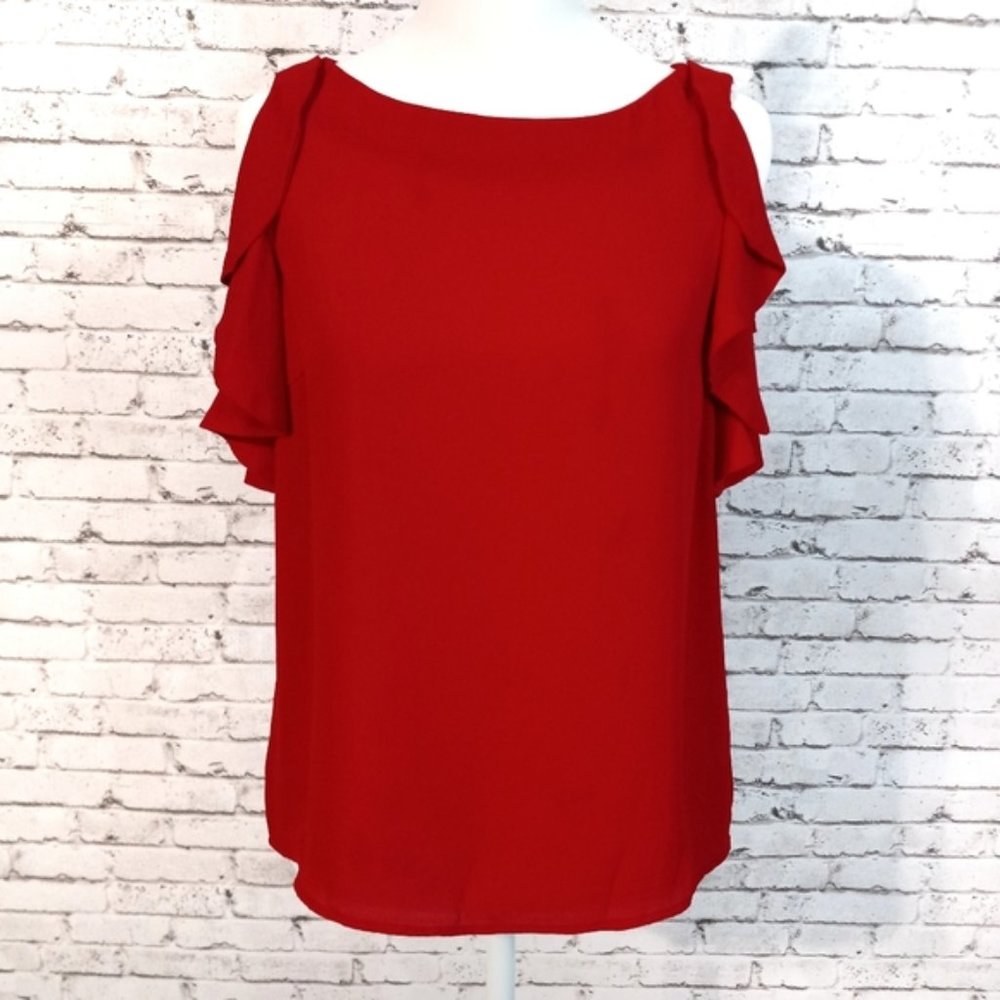 Banana Republic Red Flutter Sleeve Top New
